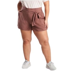 Athleta Skyline Short II Athletic Paperbag High Waist Front Pleated Shorts 14